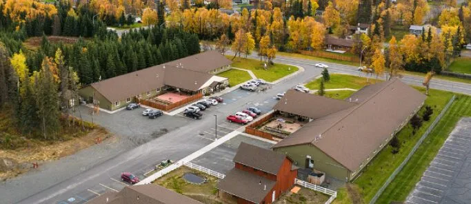 Kenai Senior Living Facility aerial view | Aspen Creek Senior Living